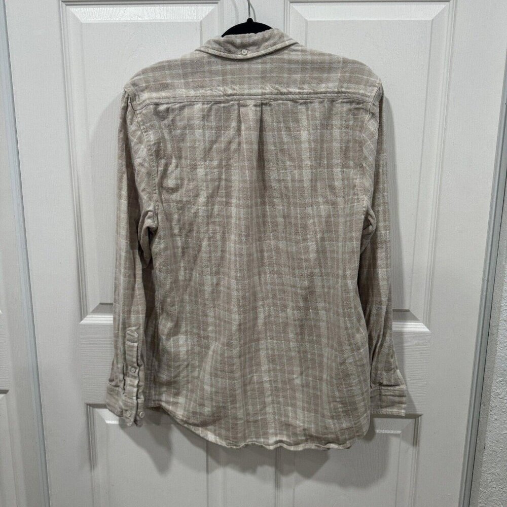 FIVE FOUR LOS ANGELES Shirt Mens Medium M Biege Plaid Flannel Button Long Sleeve - Picture 5 of 7